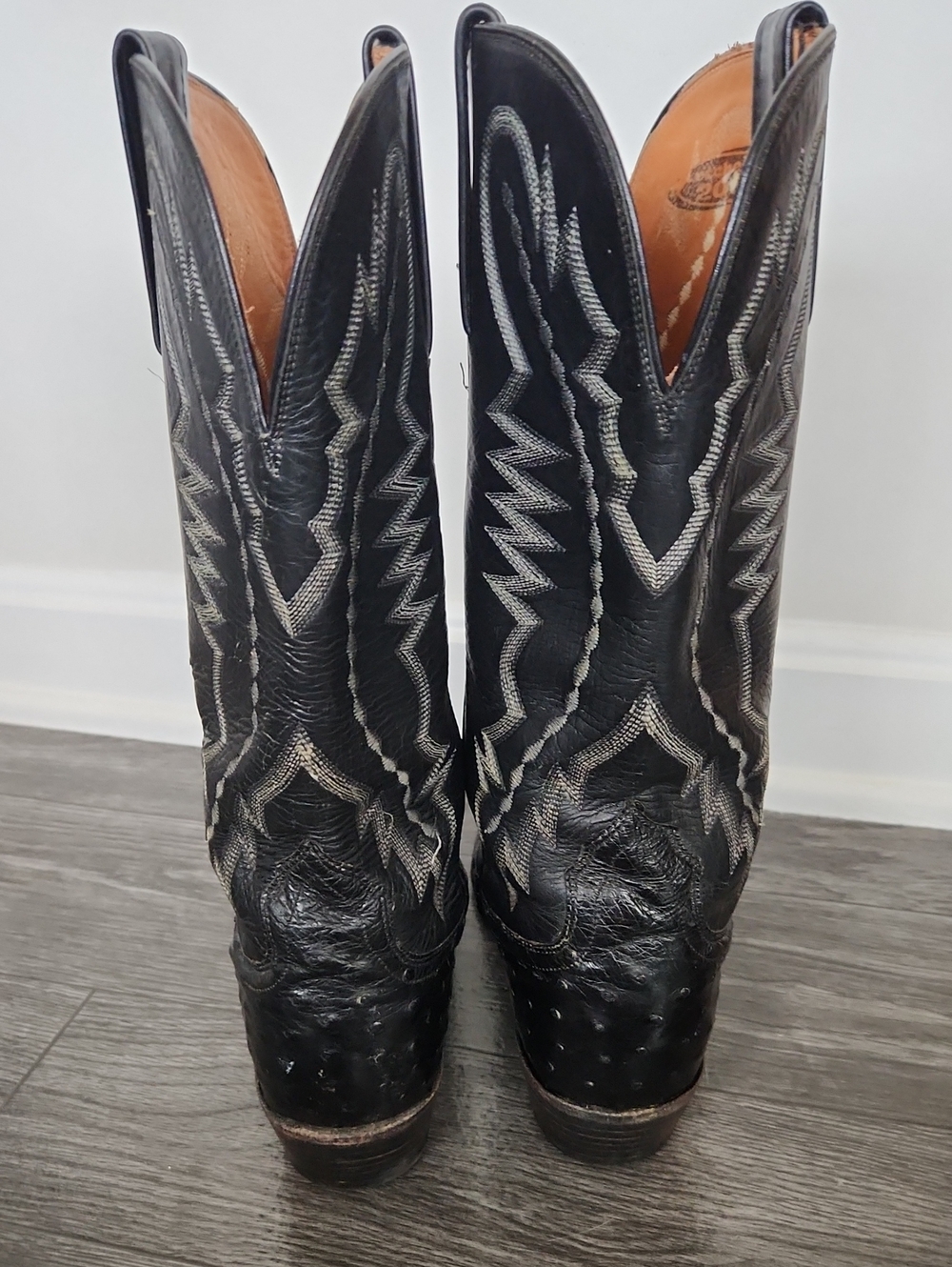 Lucchese 2000 Black Quill Ostrich Womens Boots 8C - Picture 5 of 10